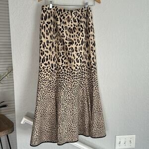 Vintage Odeliah Cheetah Animal Print Maxi Skirt Mermaid Size 10 Stretchy Fall